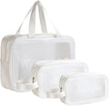Clear Travel Bags for Toiletries,3 Pack Toiletry Bag,Matte Translucent Toiletry Bag,Makeup Bag With Handy Handle,Travel Pouch,Makeup Cosmetic Organizer for Travel Essentials(White)