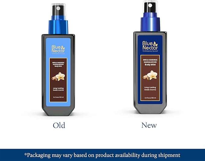 Blue Nectar Niraa Madurai Sandalwood Body Mist for Long Lasting Freshness and Aromatic Body Fragrance(3.4 Fl Oz)