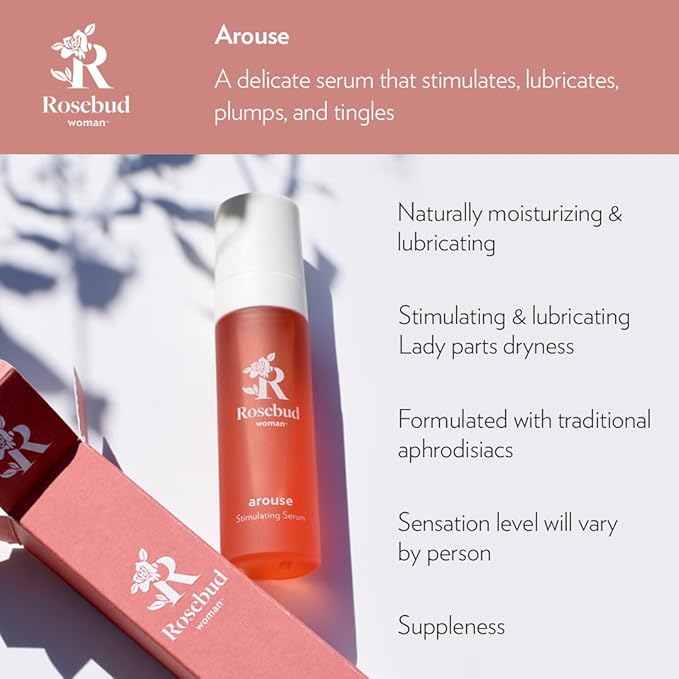 Rosebud Woman Arouse Stimulating Serum - 3-in-1 Promotes Natural Lubrication, Tingling & Plumping Sensation - Plant-Based, Vegan & OBGYN Approved (1 oz)