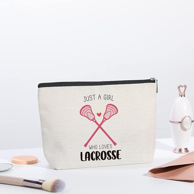Lacrosse Gifts Lacrosse Makeup Bag Gifts for Lacrosse Moms Sports Players Team Birthday Gifts for Women Friend Sister BFF Bestie