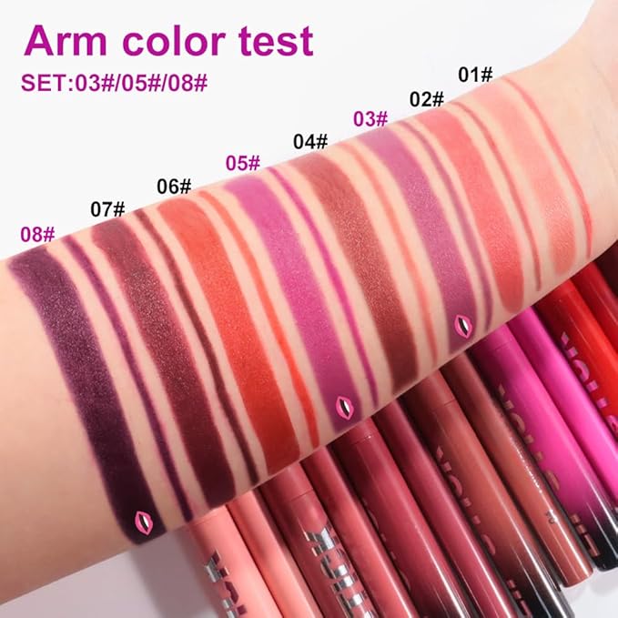 6Pcs 2 in 1 Dark Light Purple Lip Liner and Lipstick Combo Set for Women,Lipstick Stain Lip Liner for Daily & Party Long Lasting Waterproof Smudge Proof 24 Hour Full Coverage Vegan Lip Makeup Kit