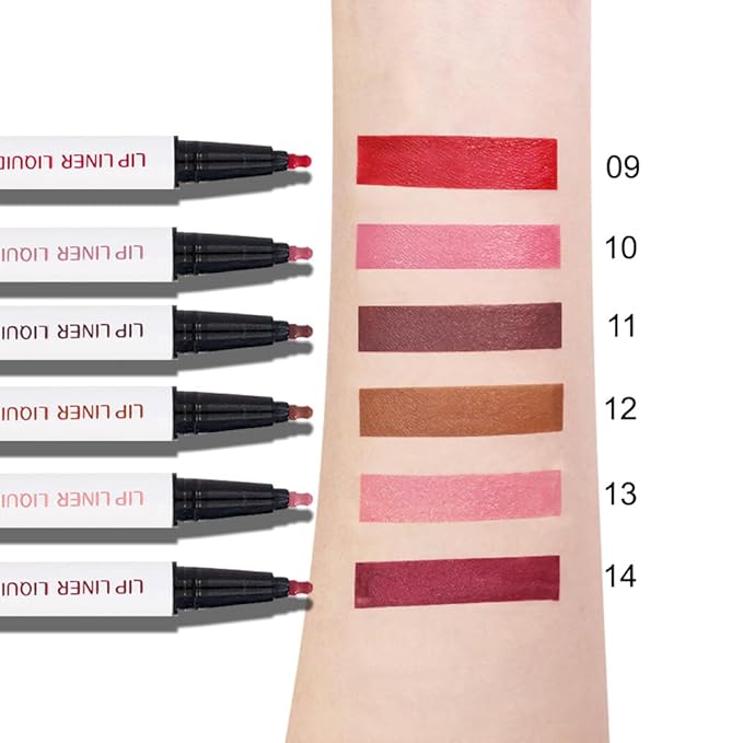 Kaely 3Pcs Chocolate Nude Brown Wine Longwear Liquid Lip Liner Waterproof, 24 Hour Long Lasting Lip Liner Stain Marker Pen, 2-in-1 Matte Semi Permanent Lipliner & Lipstick, 11+12+14