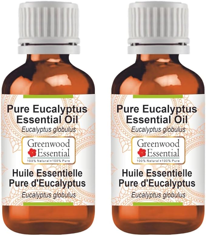 Greenwood Essential Pure Eucalyptus Essential Oil (Eucalyptus globulus) Steam Distilled (Pack of Two) 100ml X 2 (6.76 oz)
