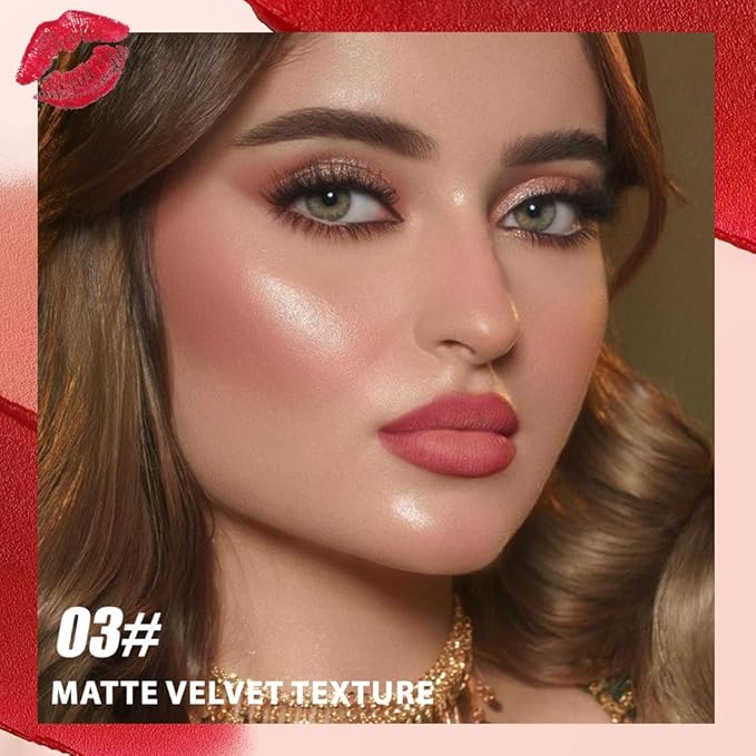 Matte Lip Lipstick Crayon Lip Liner Thick Pencil, High-Pigment Outline lips, Non-sticky Matte Velvet Texture, Waterproof & Smudge-Proof Longwear Pigmented, Fit for all tones 03#