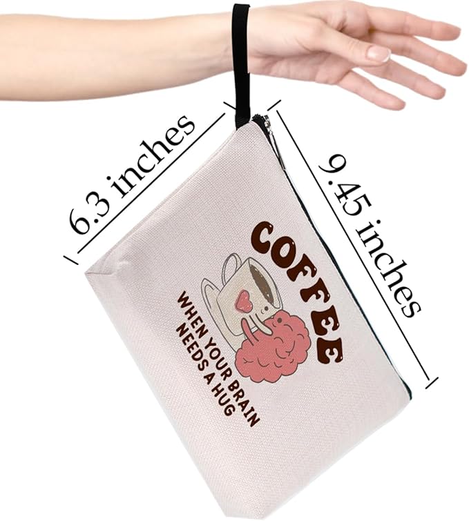 Funny Coffee Gifts: Makeup Bag Affirmations Coffee Accessories Mental Health Cosmetic Bag for Women Girlfriend Zipper Pouch Bag Travel Toiletry Bag for Birthday Christmas