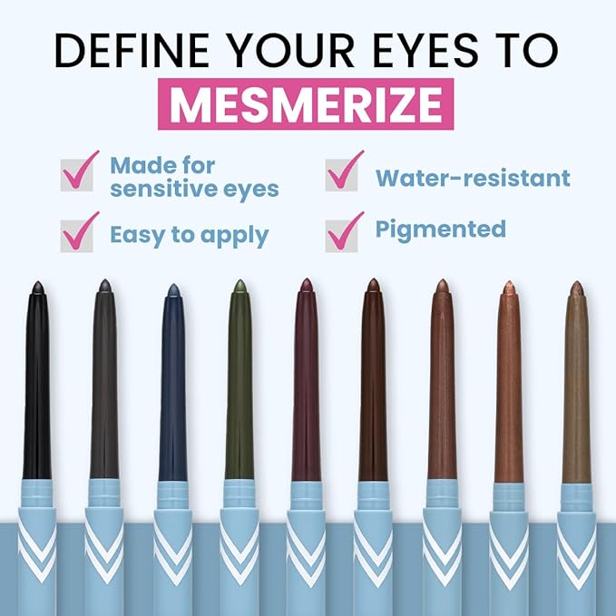 PRIME PROMETICS PrimeEyes Glide Eyeliner for Mature Women – Water-Resistant, Long-Stay and Mess-Proof – Gel Cream Texture, Discreet Sharpener and Effective Smudger (Wood (brown))