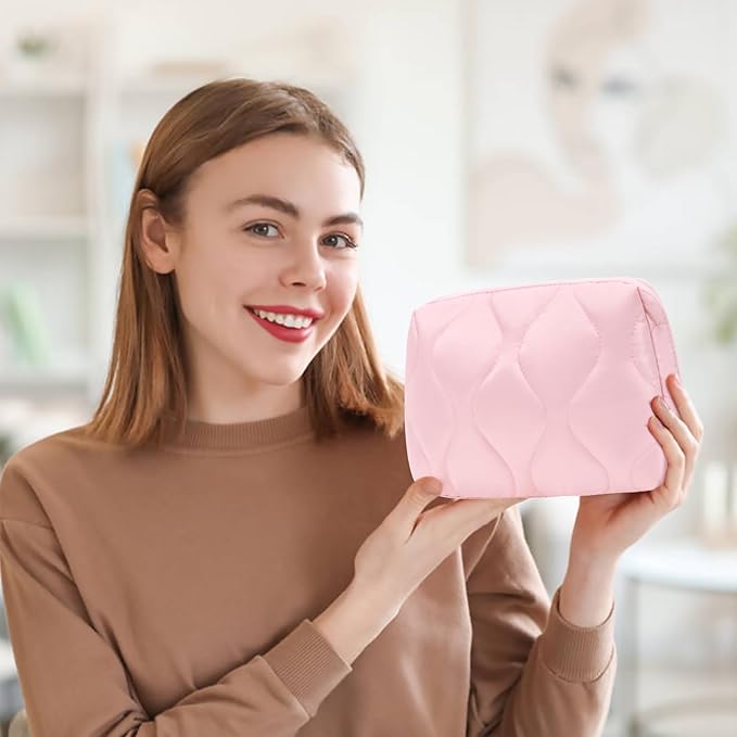 Makeup Bag, Wide-open Cosmetic Bag, Toiletry Bag for Women, Travel Essentials Organizer, Compact Lightweight for Daily Use