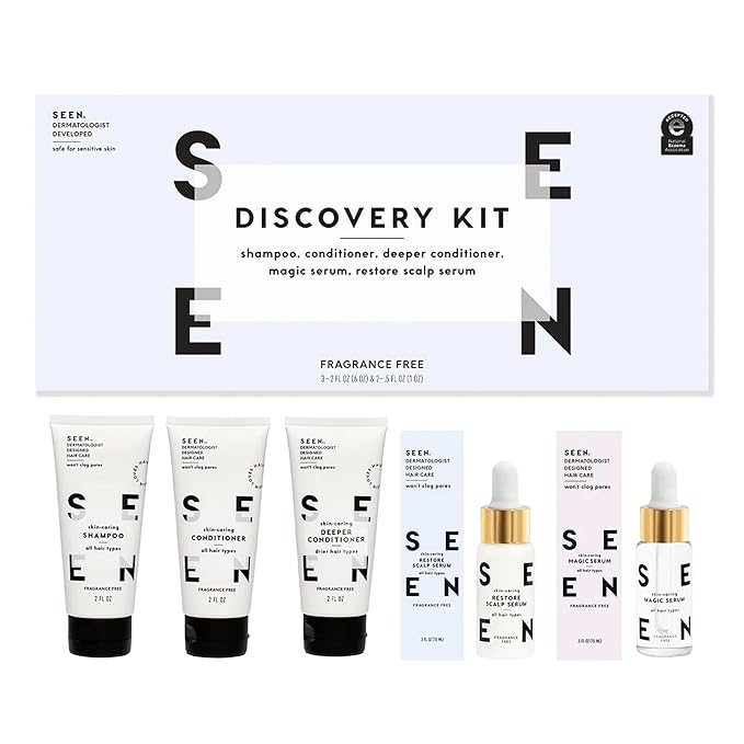 SEEN Discovery Kit - Fragrance Free - Non-Comedogenic & Formulated without SulfatesHair Set- Dermatologist-Developed - Safe for Sensitive, Eczema & Acne Prone Skin