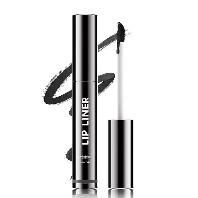 Lip Liner, Lip Gloss Gift for Women Matte Finish Vegan & Cruelty-Free, Highly-Pigmented for Create A Natural Lip Color (Black)