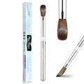 Acrylic Nail Art Brush Size 16, 100% Pure Kolinsky Hair Oval for Application, Professional Extension Manicure Tool Striping Drawing Pen DIY Home Salon, Silver, 1.0 Count