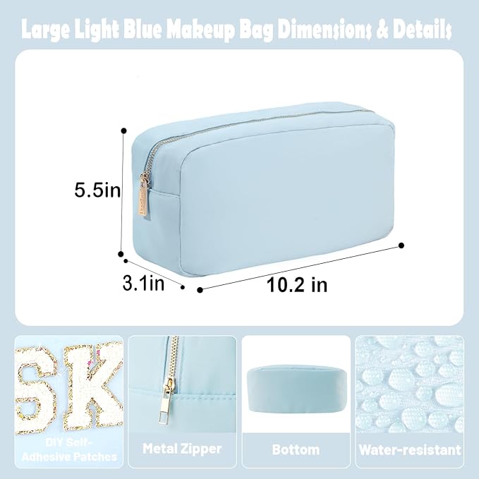 Travel Essentials Makeup Bag for Women Water-resistant Toiletry Organizer Nylon Cosmetic Pouch Preppy Stuff