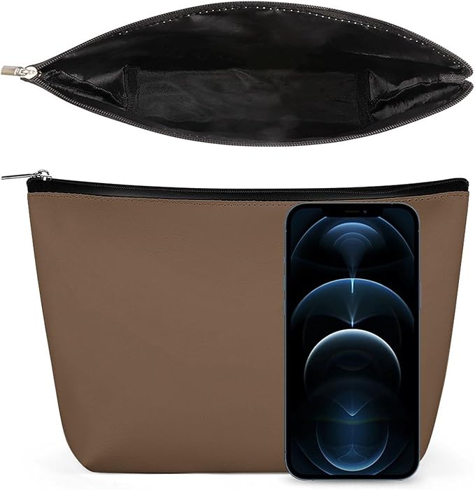 Personality Fashion Zipper Cosmetic Case, Portable Makeup Case, Toiletry Bag, Brown Travel Cosmetic Toiletry Bag