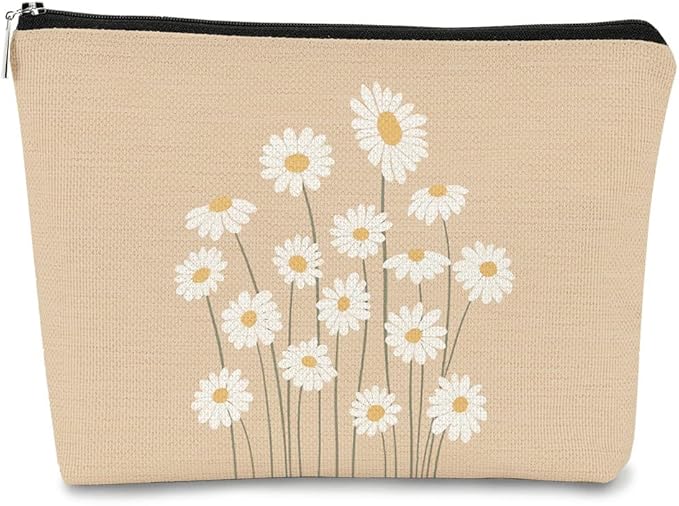 Daisy Makeup bag for Women Gift Pink Cosmetic Bag Zipper Travel Toiletry Bag Best Gift Idea for Teen Girls Women,Birthday Christmas Gifts for Teen Girls Sister