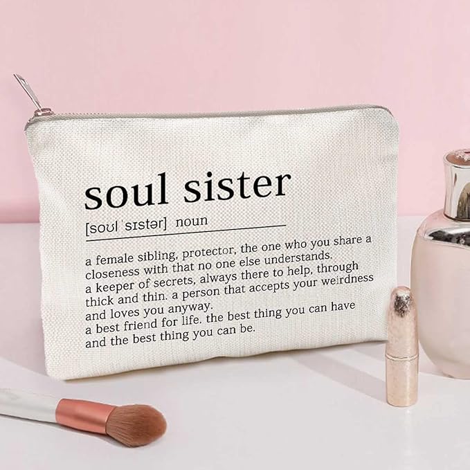 Soul Sister Makeup Case Gifts for Sister Cosmetic Bag Best Friend Toiletry Bag Gift Motivation Quotes Sister Birthday Gift (Soul Sister)