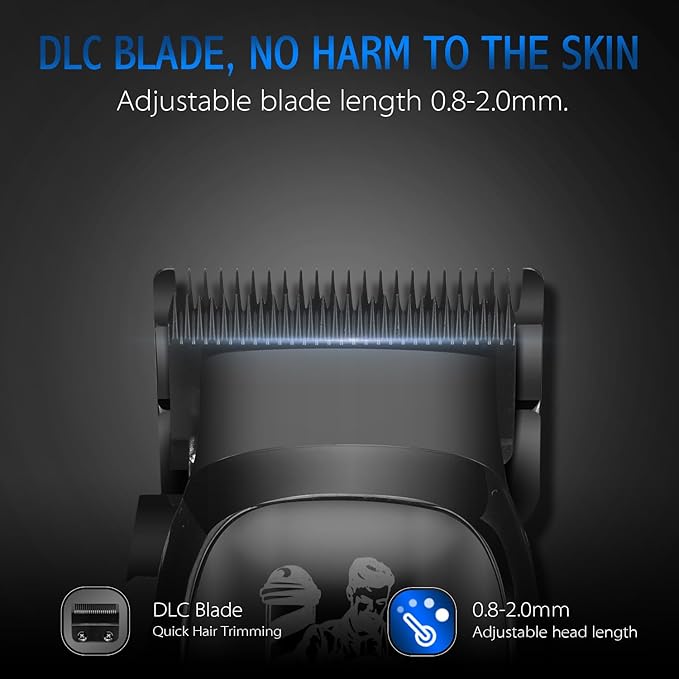 DSP Professional Hair Clipper for Men, Brushless Motor with 4CR DLC+Ceramic Blade, Rechargeable Cordless Hair Cutting Kit- Gift for Men (Silver)