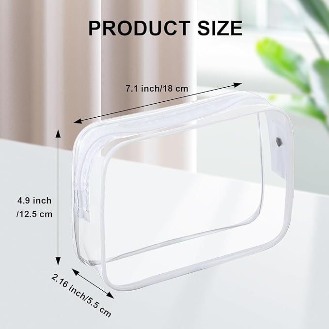 36 PCS Clear Makeup Bags Bulk Clear Cosmetics Bag Plastic Travel Bags Clears Plastic Toiletry Bags With Zipper Waterproof Portable Clears Bag for Travel Women Men Bathroom Organizing,White