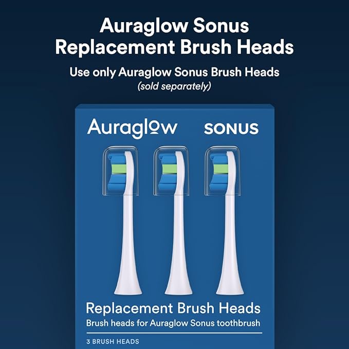 AURAGLOW Sonus Electric Toothbrush, 5 Cleaning Modes, 2 Brush Heads & Travel Case, 40,000 VPM Sonic Toothbrush & Wireless Charging, 30-Day Battery Life with Smart Timer, Black