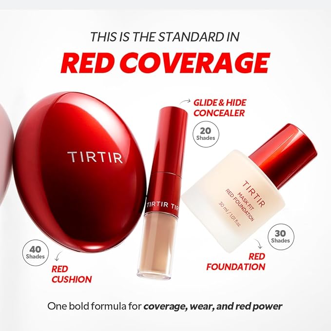 TIRTIR Mask Fit Red FoundationㅣLong Lasting Flawless Coverage, Energy Essence, Lightweight, Hydrating, Pore-Blurring, Breathable Satin Finish, Makeup, Radiant Skin, #24W Soft Beige, 1.01 Fl Oz