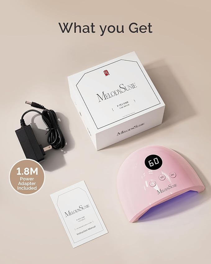 MelodySusie Compact Advanced UV LED Nail Lamp, P-Plus30F Nail Dryer with 3 Timers & Smart Sensor Cures All Gels, Especially Rhinestone Glue, Solid & Liner Gel Polishes for Advanced DIY at Home Pink