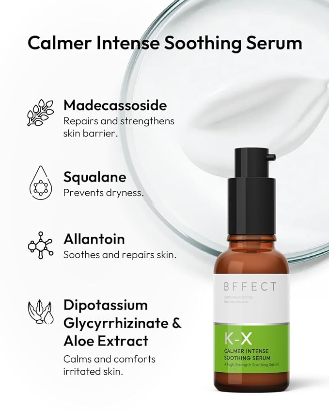 Calmer Intense Soothing Serum, Madecassoside Serum Lotion for Sensitive & Dry Skin, Soothe & Strengthen Skin Barrier, 1 Fl Oz