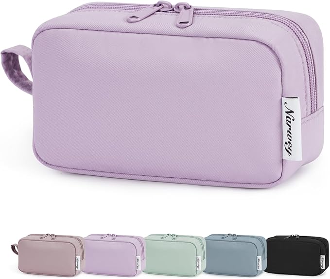 Narwey Small Makeup Bag for Purse Travel Makeup Pouch Mini Cosmetic Bag Zipper Pouch for Women (Purple, Small)