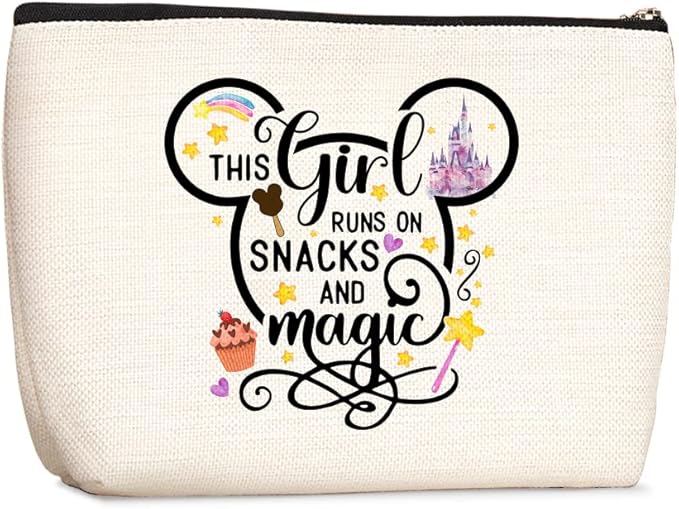 Cartoon Mouse Cute Mouse Themed Gifts Cosmetic Bag for Women Teen Girls Birthday This Girl Runs On Snacks Makeup Bag Funny Anime Pouch Travel Bags Skincare Toiletry Bag Makeup Bag Anime Gifts