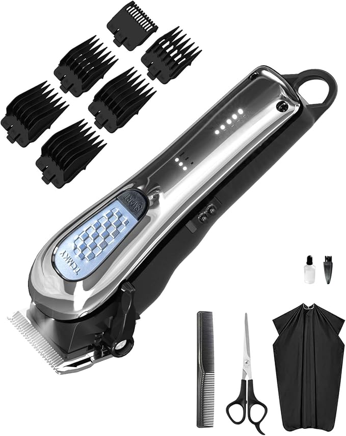 Hair Clippers for Men Cordless&Corded Barber Clippers for Hair Cutting & Grooming Professional Hair Trimmer for Men Rechargeable Hair Trimmer Kit for Household (Silvery)