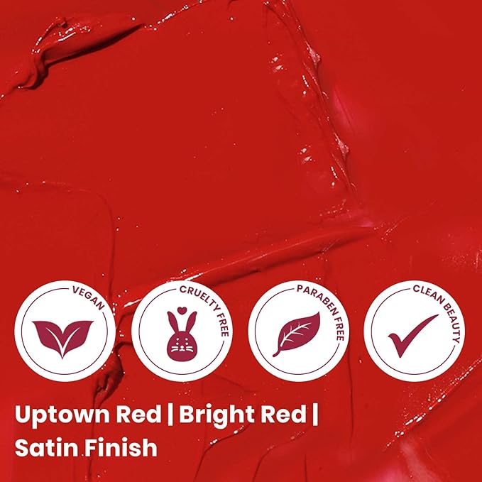 True + Luscious Super Moisture Lipstick – Clean, Vegan and Cruelty Free – Lasting Hydration for Dry Lips with a Satin Finish – Uptown Red