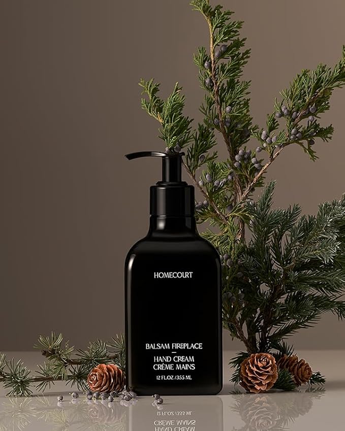 Homecourt Hand Cream, Non-Greasy Moisturizer for Hydrated, Nourished & Soft Hands, Dermatologist Tested, Clean Formula, Balsam Fireplace, 12 fl oz