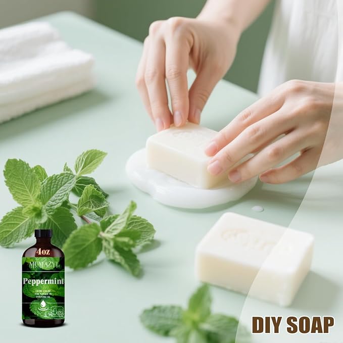 Peppermint Essential Oil, Peppermint Oil 4 Fl Oz 120ML for Diffuser Humidifier Yoga Cleaning DIY Candle Soap Making Essential Oils