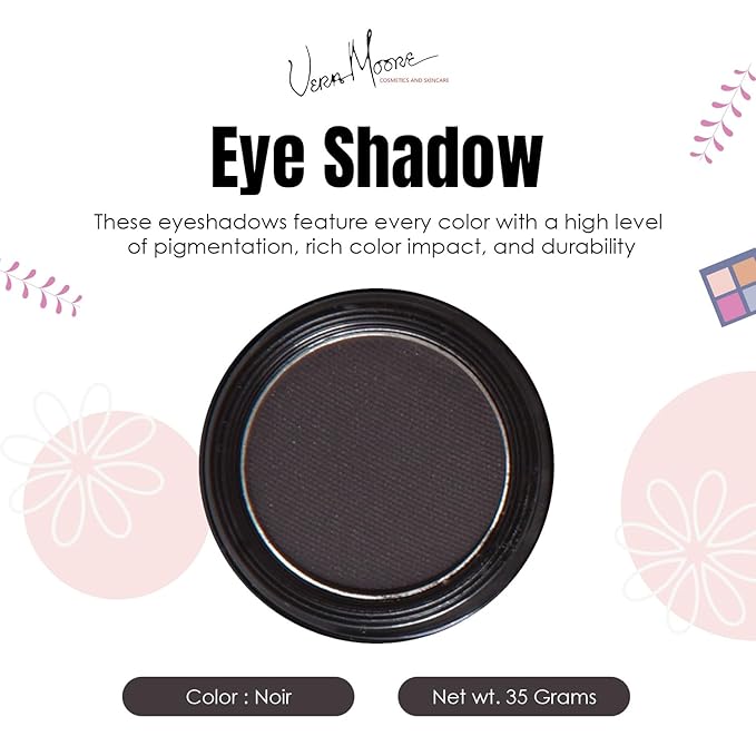 Vera Moore Eyeshadow, Highly Pigmented Eyeshades and Textures, Provide Bold and Lasting Looks, Suitable for Any Event, Easily Blendable Eye Makeup in Multiple Shades. (Noir)
