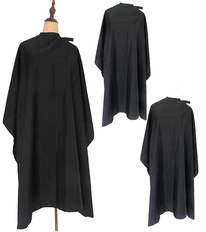 Haircut Cape Black Hair Cutting Salon Barber Capes Waterproof hairdressing for Clients Men Adults (3PCS-Barber Capes)