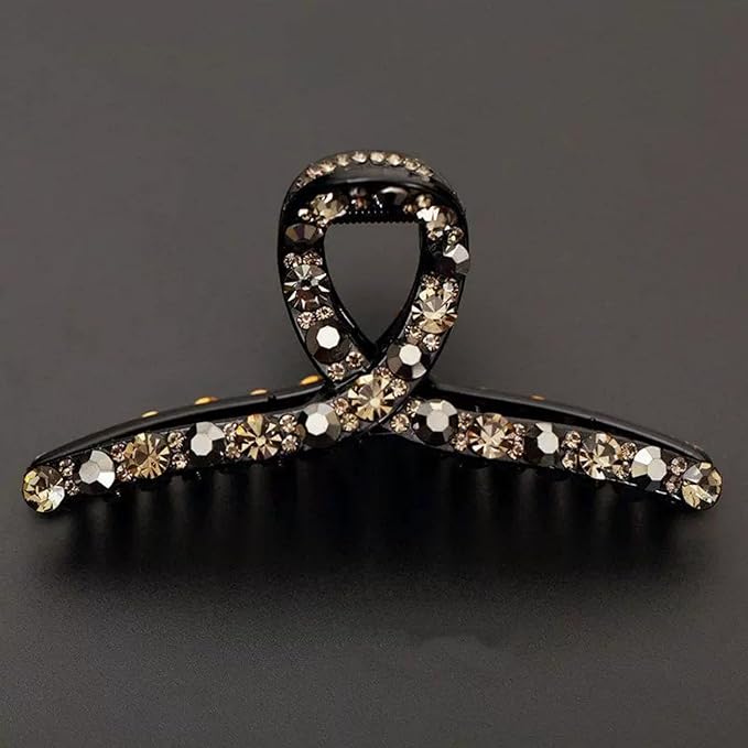SINIDE Crystal Hair Claw Clips, Rhinestone Plastic Claw Clips Nonslip Acrylic Metal Jaw Clip for Thick Long Hair, Fashion Elegant Clamps Accessories for Women Strong Hold Barrette for Styling (3 Pack)