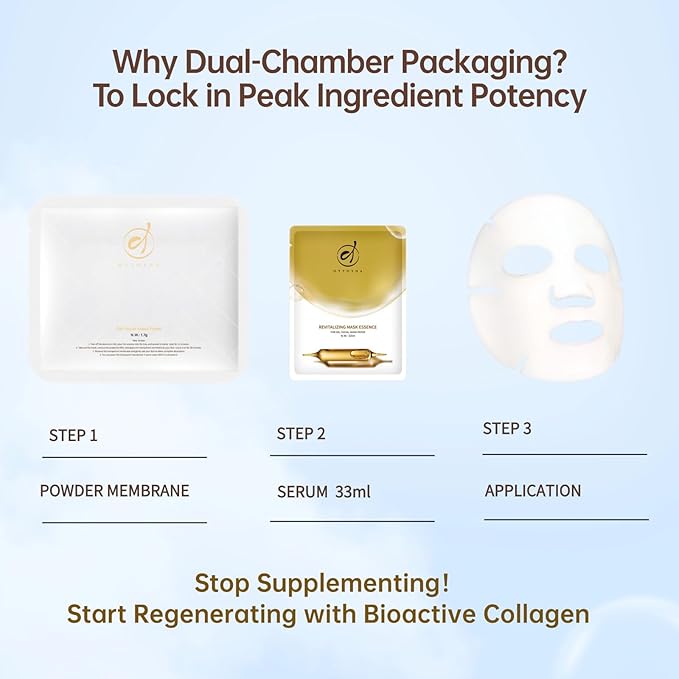 Bioactive Collagen Face Mask,Separated Serum Gel 33ml And Powder Membrane, Real Deap Skin Care Beauty SPA,Hydrating,Repairing,Revitalizing, Anti-Aging (5 pair)