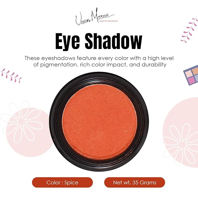Vera Moore Eyeshadow, Highly Pigmented Eyeshades and Textures, Provide Bold and Lasting Looks, Suitable for Any Event, Easily Blendable Eye Makeup in Multiple Shades. (Spice)