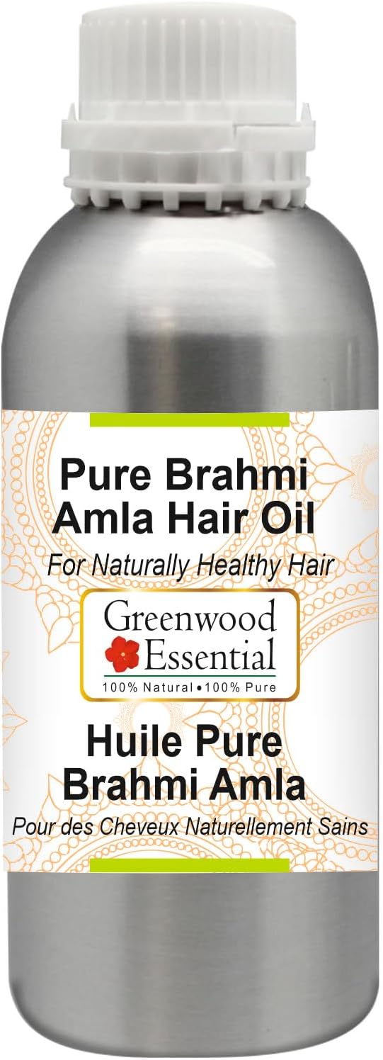 Greenwood Essential Pure Brahmi Amla (Emblica officinalis) Hair Oil Premium Therapeutic Grade for Hair, Skin & Aromatherapy 630ml (21.30 oz)