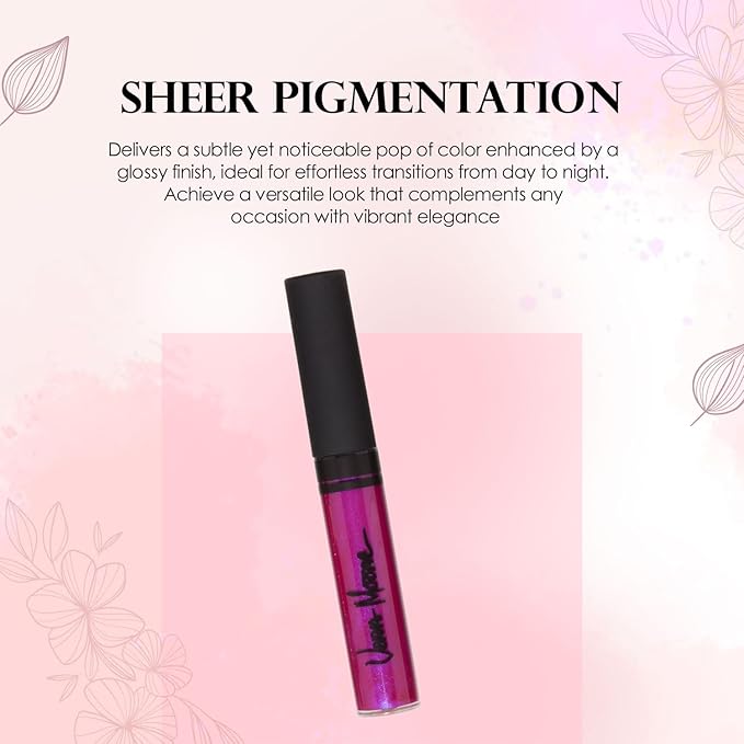 Vera Moore Lip Gloss, Moisturizing Lip Color with Shimmer for Long Lasting Shine, Lightweight Lip Stain, Girls Non-Sticky Lip Gloss with Aloe Vera, W/Vitamin C, E (Fuchsia, One Size)