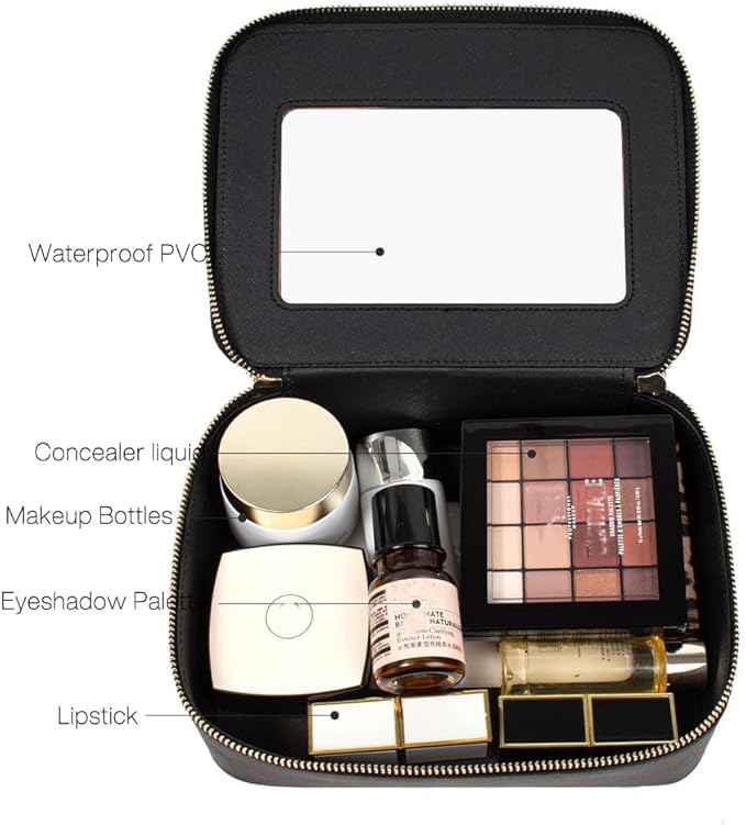 Clear Makeup Bag, Travel Cosmetic Organizer Case Waterproof Skincare Toiletry Bag with Zipper Portable Make Up Pouch Compact Car Organizer Bag for Essentials