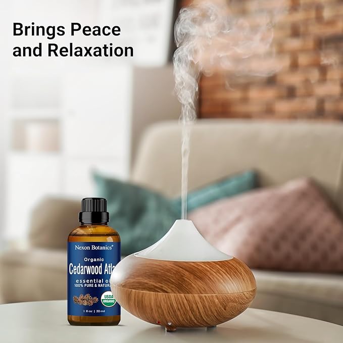 Organic Cedarwood Essential Oil 30 ml - Pure, Natural Oils for Aromatherapy, Diffusers, DIY, Candle and Soap Making Scent - Nexon Botanics