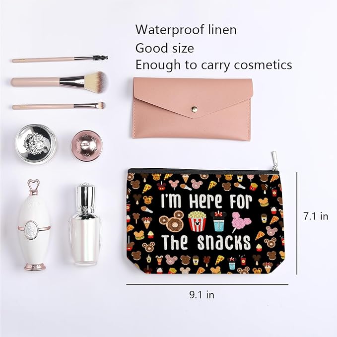 Magic Kingdom Lover Gift Halloween Snacks Cosmetic Bag Snacks Bag for Travel Cute Toiletry Bag for Girls Teens Friends Makeup Organizer Zipper Pouch (for The Snacks Black)