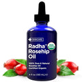 Radha Beauty 4 oz Organic Rosehip Seed Oil 100% Pure Cold Pressed - Great Carrier Oil for Moisturizing Face, Hair, Skin, & Nails, Hydrating and Nourishing