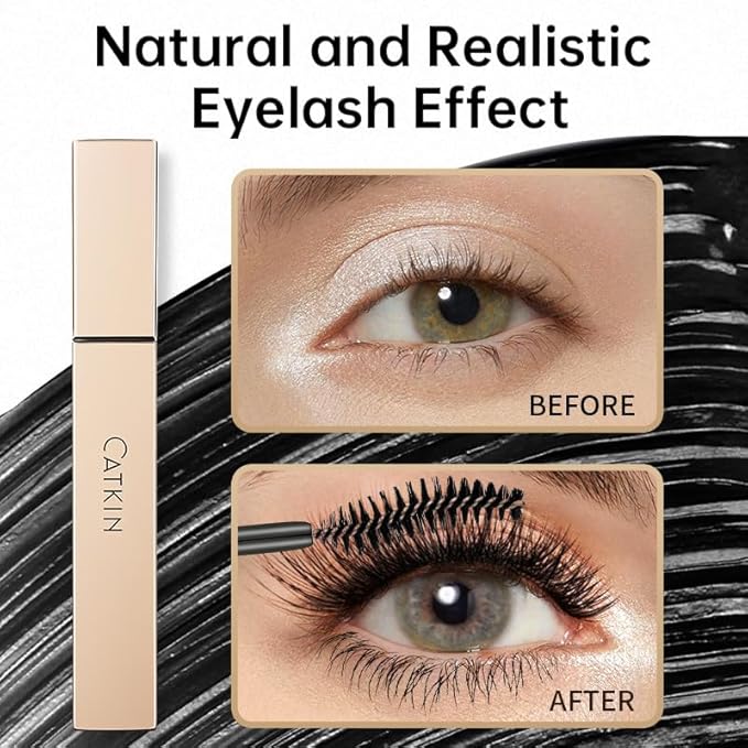 CATKIN Lash Lengthening Mascara, Volumizing & Lengthening, Very Black, Clump-Free, Long Lasting Waterproof Formula for Dramatic Long Lashes 7.5g