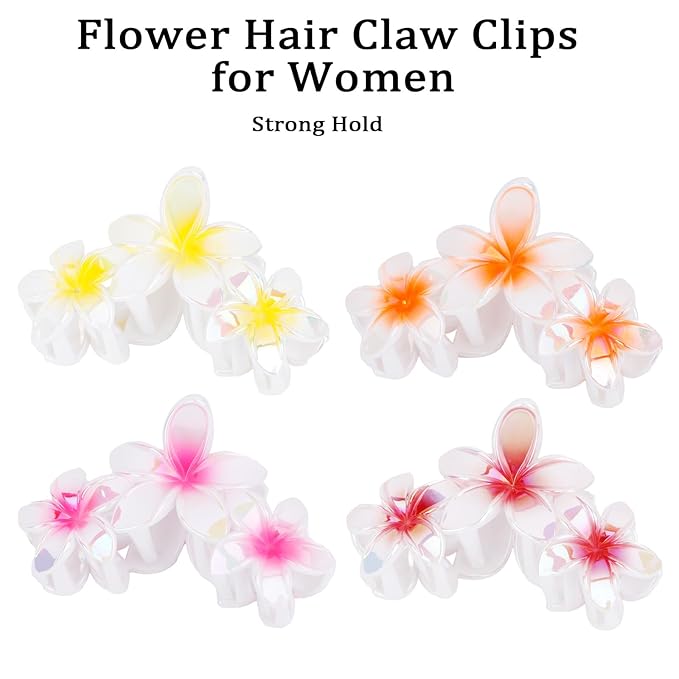 Hawaiian Flower Hair Clips Large Matte Hair Claw for Women Non-Slip Strong Hold Clips for Thick Hair, Hair Accessories