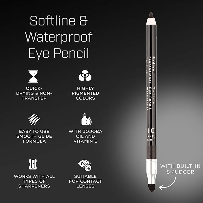 Radiant Professional Waterproof Eyeliner Pencil - Eyeliner Waterproof Smudge Proof for Woman - Long Lasting Under Eye Pencil for Smoky Eye - Soft Waterline Eye liner with Smudger Tool Olive (12)