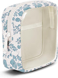 Wandering Nature Clear Makeup Bag for Purse Mini Make up Bag Cute Cosmetic Pouch for Women with Slip-in Pockets Travel Toiletry Essentials Organizer Pouch,Blue Flower