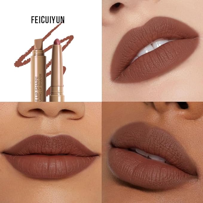 Matte Crayon Lip Liner Pencil, Mocha Lip Liners Lipstick For Women, Plump Creamy Formula With Silicone Smudger for Define Contours & Sculpting Lip, Cruelty-Free, 0.75g/0.026oz