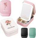 Custom Name Travel Makeup Bag with Led Mirror Cute Small Makeup Bags for Women Teen Girls Mom Personalized Birth Flower Jewelry Makeup Box Organizer with Light Up Mirror Floral Makeup Case Make Up Bag
