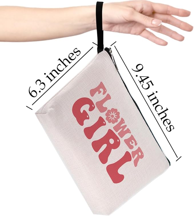 Flower Girl Proposal Flower Girl Gift Makeup Bag Wedding Gifts Bridal Party Gifts Cosmetic Bag for Women Bridesmaid Gifts Zipper Pouch Bag Bridal Shower Gifts Travel Toiletry Bag Wedding Party Gifts