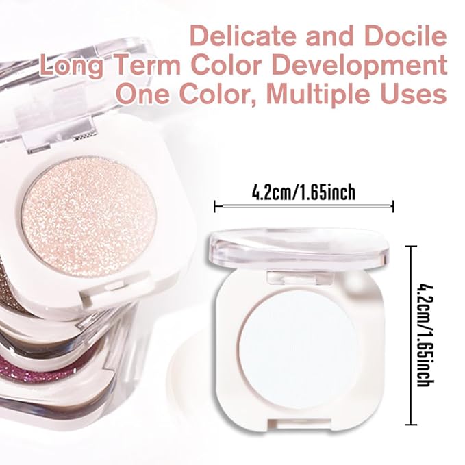 White Matte Single Eyeshadow, Lightweight Blendable Mini Eye Shadow for Older Women, Monochrome Eyeshadow Palette Makeup Pigmented Waterproof, Vegan & Cruelty-Free, 26