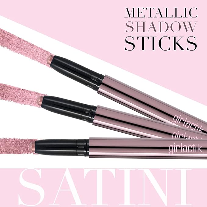 Girlactik Creamy Eyeshadow Stick- Long Lasting and Water-Resistant, Shimmering and Matte Colors Eye Shadow Stick Makeup, Built-in sharpener - 2 g / .07 oz (Satini)